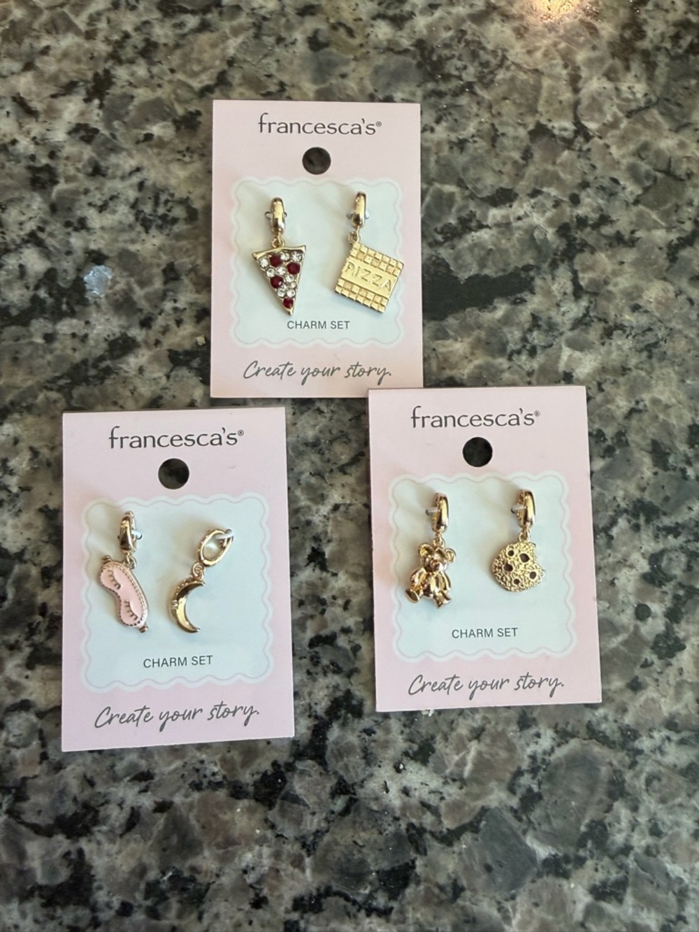Francesca's Gold Charm  with Pink & Gold Accents
